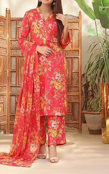 Feathers Radical Red Suit | Pakistani Lawn Dress in USA- Image 2