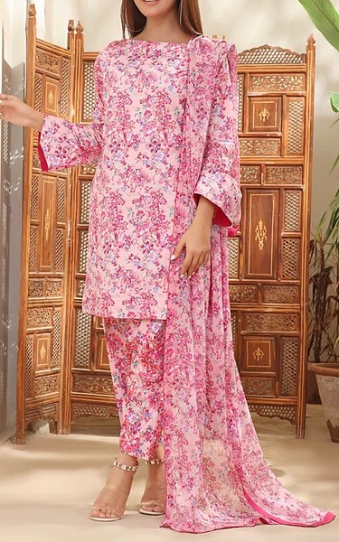 Feathers Pink Lawn Suit | Pakistani Lawn Dress in USA- Image 1