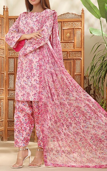 Feathers Pink Lawn Suit | Pakistani Lawn Dress in USA- Image 2