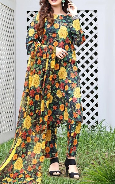 Feathers Multi Lawn Suit | Pakistani Lawn Dress in USA- Image 1