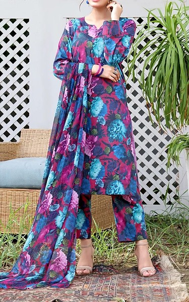 Feathers Multi Lawn Suit | Pakistani Lawn Dress in USA- Image 1