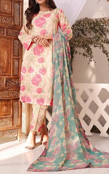 Feathers Ivory Lawn Suit | Pakistani Lawn Dress in USA- Image 1