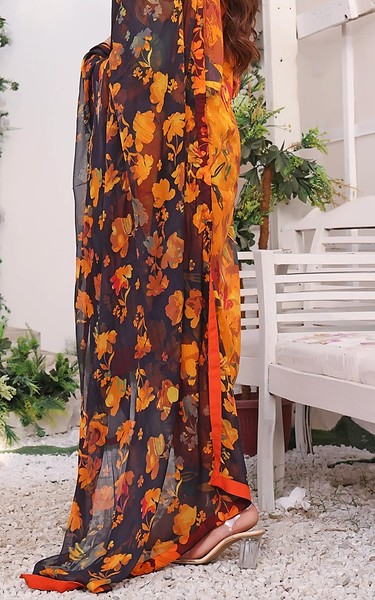 Feathers Orange Lawn Suit | Pakistani Lawn Dress in USA- Image 2