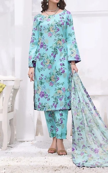 Feathers Sky Blue Lawn Suit | Pakistani Lawn Dress in USA- Image 1