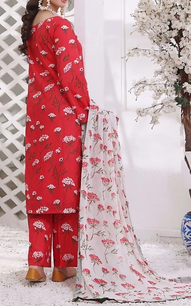 Feathers Persian Red Lawn Suit | Pakistani Lawn Dress in USA- Image 2