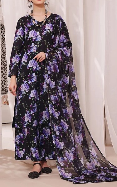 Feathers Black Lawn Suit | Pakistani Lawn Dress in USA- Image 1