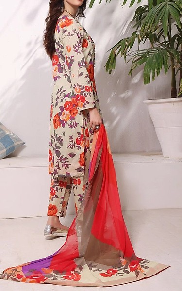 Feathers Ivory Lawn Suit | Pakistani Lawn Dress in USA- Image 2