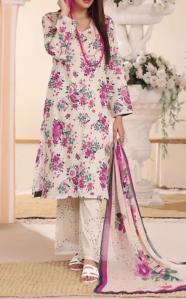 Feathers Off White Lawn Suit | Pakistani Lawn Dress in USA- Image 1