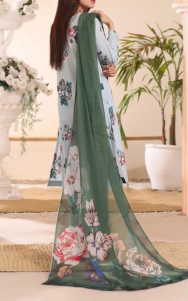 Feathers Pale Aqua Lawn Suit | Pakistani Lawn Dress in USA- Image 2