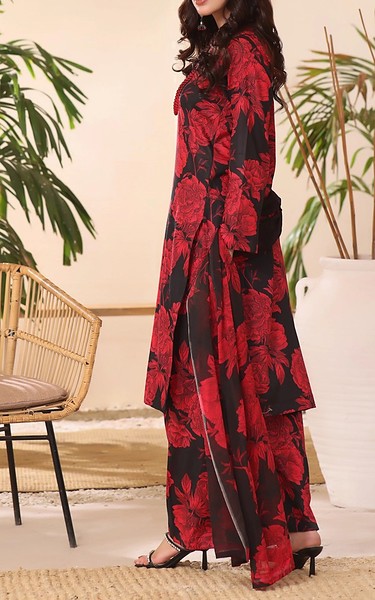 Feathers Black/Persian Red Lawn Suit | Pakistani Lawn Dress in USA- Image 2