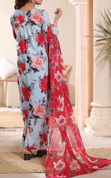Feathers Pale Aqua/Persian Red Lawn Suit | Pakistani Lawn Dress in USA- Image 2
