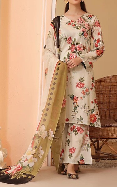 Feathers Off White Lawn Suit | Pakistani Lawn Dress in USA- Image 1