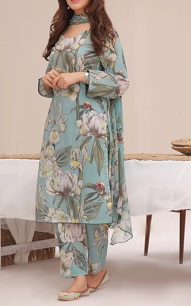 Feathers Sky Blue Lawn Suit | Pakistani Lawn Dress in USA- Image 1