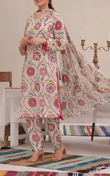 Feathers Pale Pink Lawn Suit | Pakistani Lawn Dress in USA- Image 1