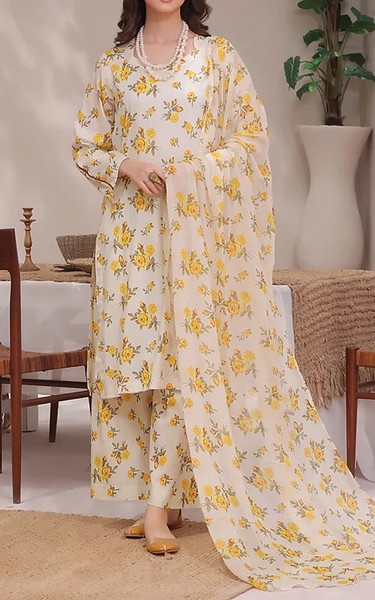 Feathers Off White Lawn Suit | Pakistani Lawn Dress in USA- Image 1