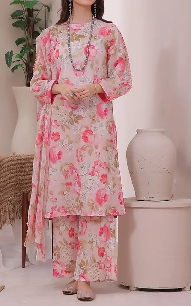 Feathers Oyster Pink Lawn Suit | Pakistani Lawn Dress in USA- Image 1