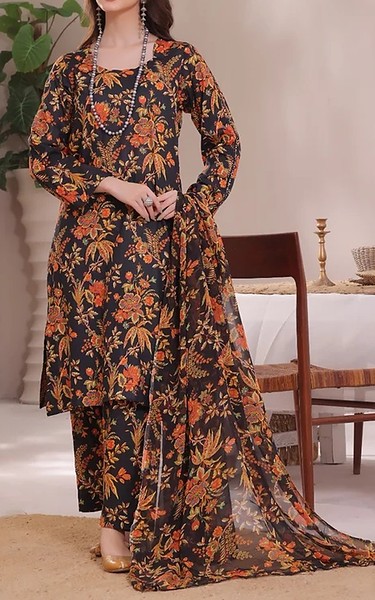 Feathers Black Lawn Suit | Pakistani Lawn Dress in USA- Image 1
