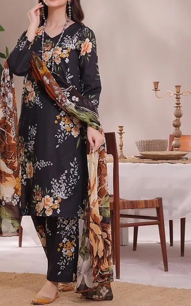Feathers Black Lawn Suit | Pakistani Lawn Dress in USA- Image 1