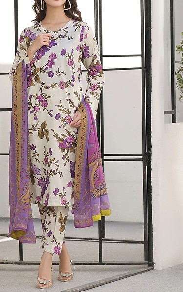 Feathers Off White Lawn Suit | Pakistani Lawn Dress in USA- Image 1