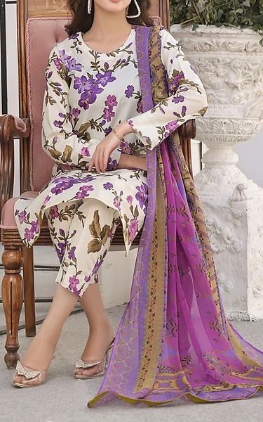 Feathers Off White Lawn Suit | Pakistani Lawn Dress in USA- Image 2