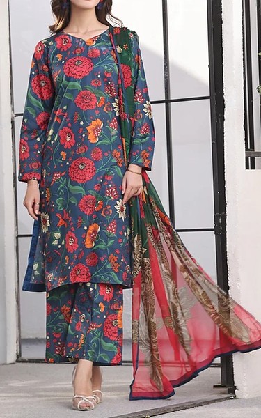 Feathers Dusky Blue Lawn Suit | Pakistani Lawn Dress in USA- Image 1
