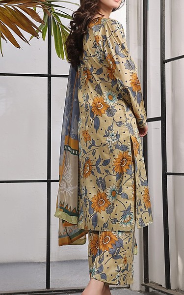 Feathers Tan Lawn Suit | Pakistani Lawn Dress in USA- Image 2
