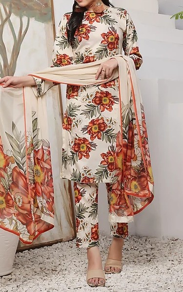 Feathers Off White Lawn Suit | Pakistani Lawn Dress in USA- Image 1