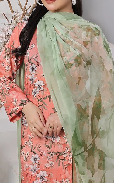 Feathers Peachy Pink Lawn Suit | Pakistani Lawn Dress in USA- Image 2