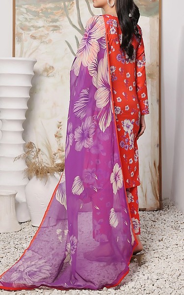 Feathers Portland Orange Lawn Suit | Pakistani Lawn Dress in USA- Image 2