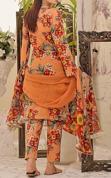 Feathers Persian Orange Lawn Suit | Pakistani Lawn Dress in USA- Image 2