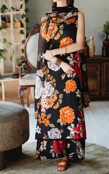 Feathers Black Lawn Suit | Pakistani Lawn Dress in USA- Image 1