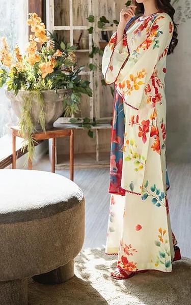 Feathers Off White Lawn Suit | Pakistani Lawn Dress in USA- Image 1