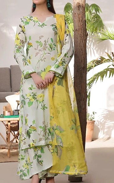 Feathers Light Grey Lawn Suit | Pakistani Lawn Dress in USA- Image 1