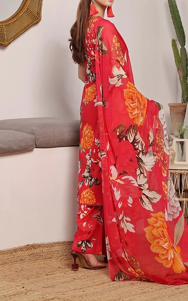Feathers Persian Red Lawn Suit | Pakistani Lawn Dress in USA- Image 2