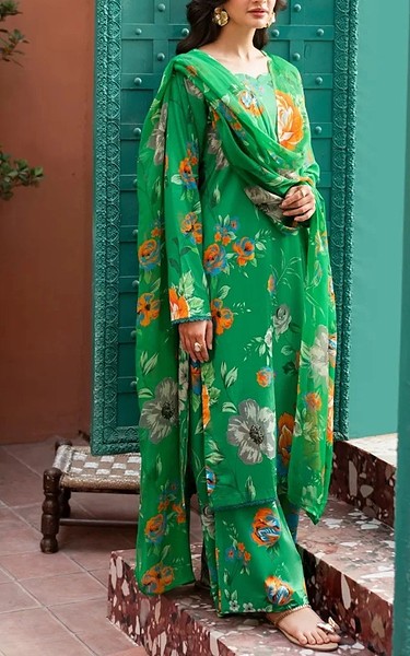 Feathers Green Lawn Suit | Pakistani Lawn Dress in USA- Image 2