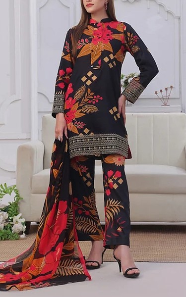 Feathers Black Lawn Suit | Pakistani Lawn Dress in USA- Image 1