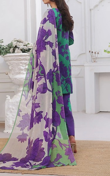 Feathers Emerald Green/Blueberry Lawn Suit | Pakistani Lawn Dress in USA- Image 2