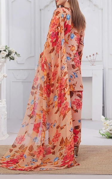Feathers Peach Lawn Suit | Pakistani Lawn Dress in USA- Image 2