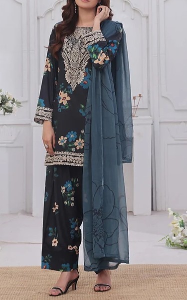 Feathers Black Lawn Suit | Pakistani Lawn Dress in USA- Image 1
