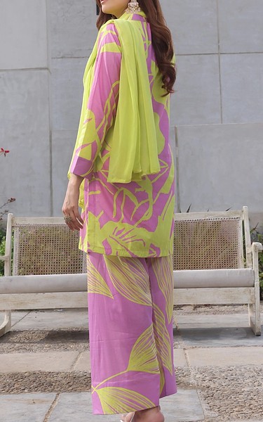 Feathers Persian Pink/Lime Suit | Pakistani Lawn Dress in USA- Image 2