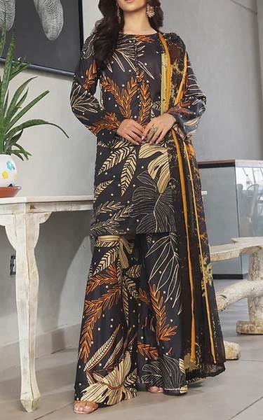 Feathers Black Lawn Suit | Pakistani Lawn Dress in USA- Image 1