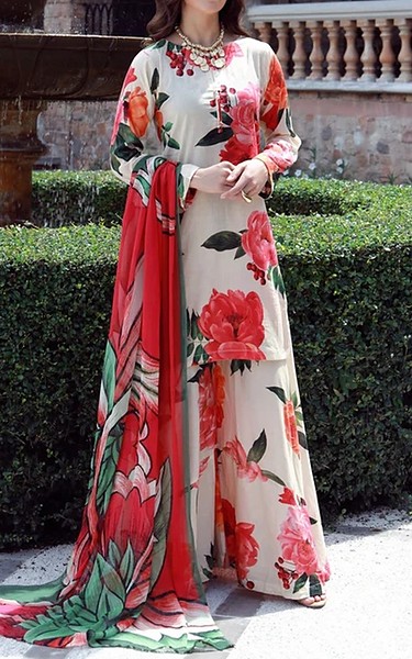 Feathers Off White Lawn Suit | Pakistani Lawn Dress in USA- Image 1