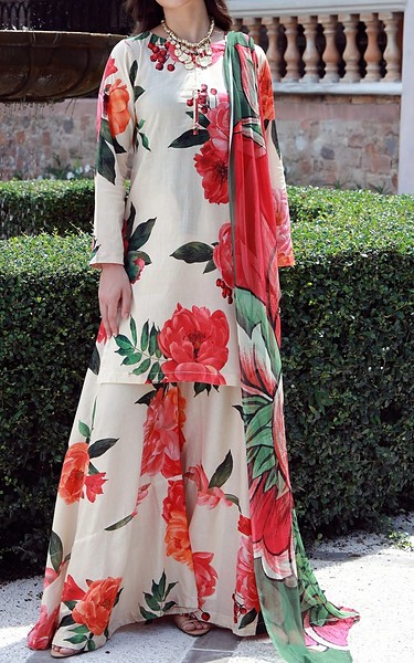 Feathers Off White Lawn Suit | Pakistani Lawn Dress in USA- Image 2
