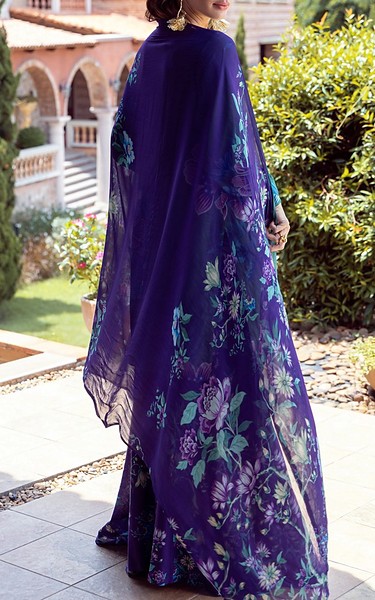 Feathers Teal/Blueberry Lawn Suit | Pakistani Lawn Dress in USA- Image 2