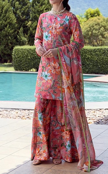 Feathers Light Pink Lawn Suit | Pakistani Lawn Dress in USA- Image 1
