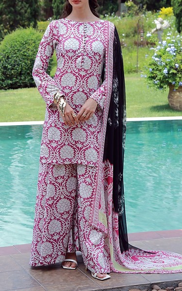 Feathers Off White/Pink Pearl Lawn Suit | Pakistani Lawn Dress in USA- Image 2