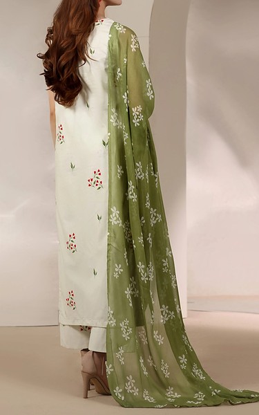 Feathers Off White Lawn Suit | Pakistani Lawn Dress in USA- Image 2