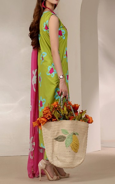 Feathers Lime Green Lawn Suit | Pakistani Lawn Dress in USA- Image 2