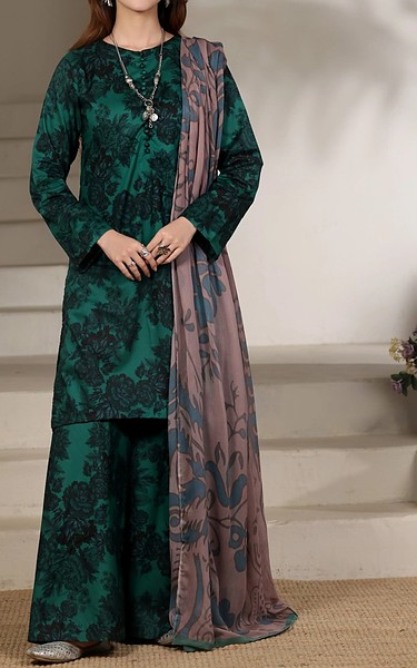 Feathers Teal/Black Suit | Pakistani Lawn Dress in USA- Image 1