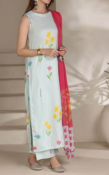 Feathers Pale Blue Lawn Suit | Pakistani Lawn Dress in USA- Image 2